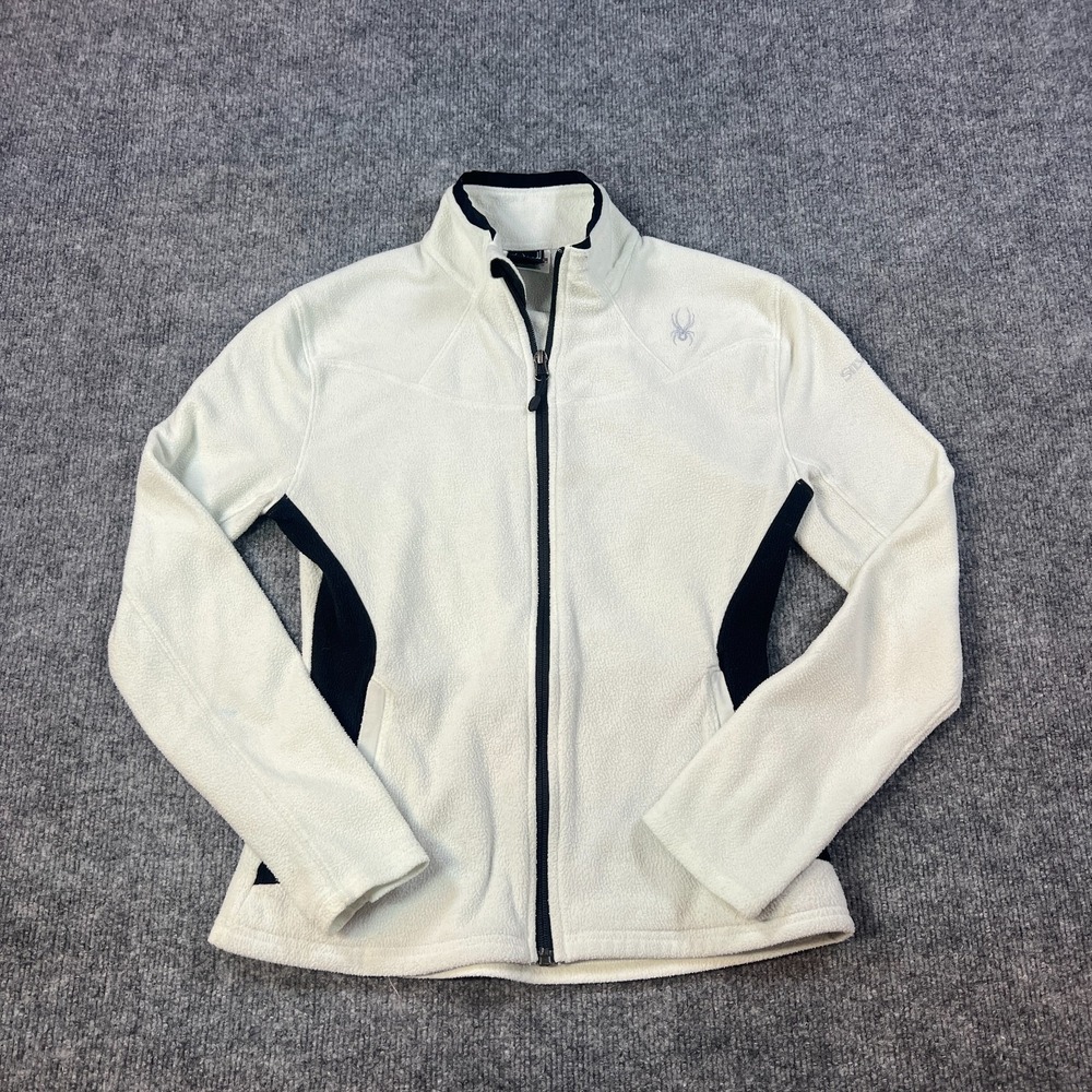 Spyder Womens S White Fleece Jacket Zip Up Y2K Ski Athleisure Outdoor